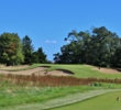 A plateau green surrounded by bunkers highlights the 12th hole at Atlantic City Country Club in Northfield, New Jersey. 